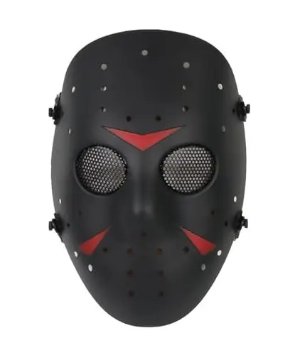 Produktbild: CS-Spiele Jason Stil Metal Mesh Mask Safeguard Vollgesichtsschutzmaske für Halloween Masquerade Cosplay Costume Party (Schwarz)