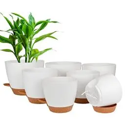 Produktbild: CSYY Blumentopf, 7 Stück Kunststoff Blumentopf mit Bewässerungssystem 20.3/19/17.7/16.5/15.2/14/12.7cm, Pflanztopf Selbstbewässerung Übertopf mit Untersetzer, für Drinnen und Draußen