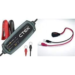 Produktbild: CTEK EU CT5 Powersport Batterieladegerät für 12V Starterbatterien von Motorrädern, Rollern, Quadbikes, Jetski Schwarz 30x7x15 cm & Comfort Connect Direct Connect Adapter (M8 Muttern), 40cm Kabellänge
