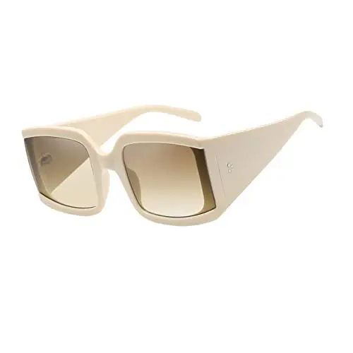 Produktbild: CTIRCHIU Retro Große Rahmen Sonnenbrille Herren Damen Polarisiert Beige Outdoor Sonnenbrille für Strand Freizeit Stilvolle Accessoires für Herren Jungen