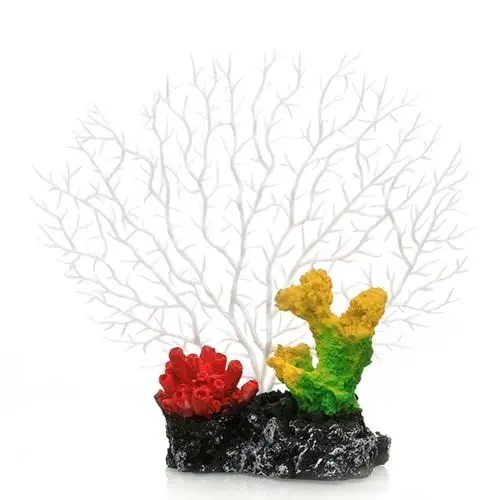 Produktbild: Ctpeng Aquarium Künstliche Korallen Deko,Meerestiere Figuren,Aquarium Zubehör Deko,Größe 15x9x6cm,Fische,Garnelen,Quallen（Weiße Koralle, dekorativer Stein）