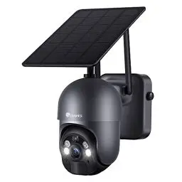 Produktbild: Ctronics 2K 3MP Überwachungskamera Aussen Akku 355°/95° Schwenkbar mit Solarpanel, Kabellos PTZ WLAN IP Kamera Outdoor, PIR und Radar Erkennung, Farbige Nachtsicht mit Spotlight, 2-Wege-Audio