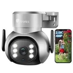 Produktbild: ctronics 2.5K 4MP Überwachungskamera Aussen WLAN 2,4/5GHz, PTZ IP Kamera Outdoor Personenerkennung mit Automatischer Verfolgung, 30M Farbnachtsicht 2560x1920, Zwei-Wege-Audio (1, Silber)