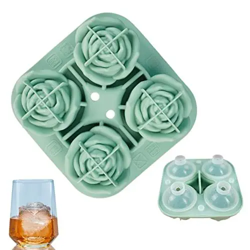 Produktbild: CUAIBB Eiswürfelform Rose, eiswürfelform silikon Mit Deckelm, 4 Loch Rose BPA-frei silikon Eiswürfelform Geeignet für Cocktails, Säfte, Whisky, Wasser