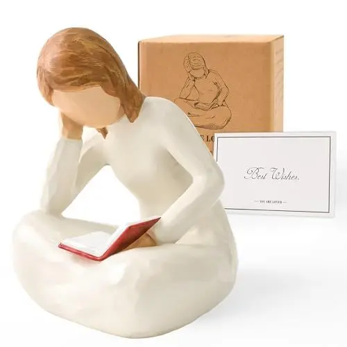 Produktbild: Cuayaes Bücherregal Deko Figuren Lesen Geschenke für Frauen, Lehrerin, Studenten, Buchliebhaber, Harz Modern Skulptur Für Schlafzimmer, Wohnzimmer, Regal, Schreibtisch, Büro Deko ﻿