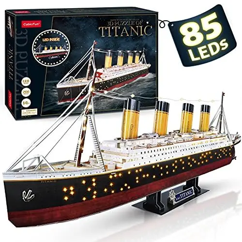 Produktbild: CubicFun Titanic 3D-Puzzle, LED, 88 cm, Modell Titanic, Spielzeug für Erwachsene und Jugendliche, 266 Teile