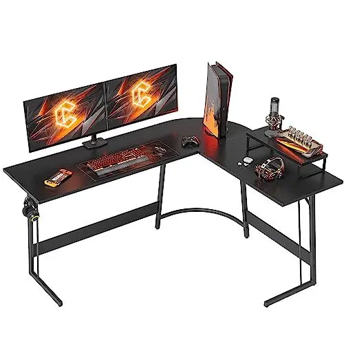 Produktbild: CubiCubi Gaming Tisch Eckschreibtisch 150 x 120 cm, Schreibtisch L Form für Gaming, Ecktisch Computertisch Mit Monitorständer, Platzsparend, Einfach zu Montieren Eck Tisch, Schwarz