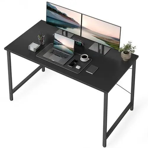 Produktbild: CubiCubi Schreibtisch, Kleiner Computertisch, 100 x 48 x 75 cm Bürotisch, für Arbeitszimmer, Schlafzimmer, Industrie-Design, Metallgestell, Schwarz