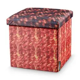 Produktbild: CUBIXCRAFT Pixeldesign Sitzwürfel Sitzhocker mit Stauraum, Faltbarer Hocker, Fußhocker, Falthocker, Sitzwürfel für Wohnzimmer, Kinderzimmer Pixelart (38 x 38 x 38 cm flammende Lava)…