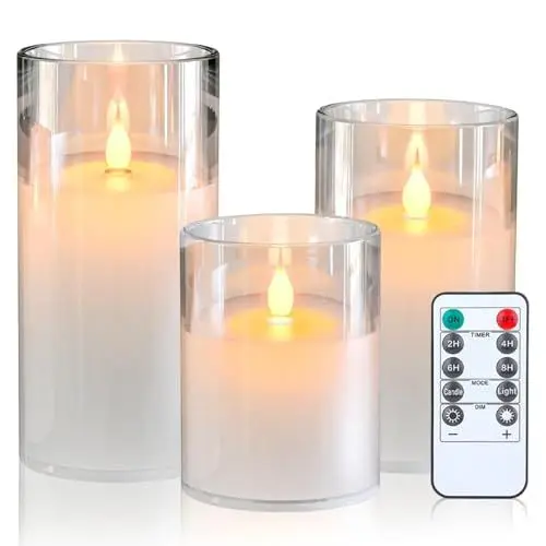 Produktbild: CUBTEM Flammenlose Kerzen,3PCS LED Teelichter,Batteriebetriebene LED Stumpenkerzen,LED Kerzen mit Fernbedienung und Timerfunktion, Elektrische Kerzen,Outdoor Kerze (Weiß)