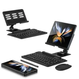 Produktbild: CUBTEM Vertikaler Laptop Ständer für Samsung Galaxy Z Fold 6/5/4/3 Verstellbarer Ständer für Schreibtisch, vollständig Faltbarer Z Fold 6 Ständer, Kapazitätsstift und Bluetooth-Maus & Tastatur Set