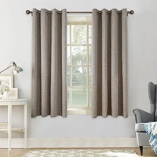 Produktbild: CUCRAF Vorhang 100% Blickdicht Leinen Gardinen mit Ösen Verdunklungsvorhänge Gardinen Leinen H175 x B140 cm 2er Set, Thermovorhang Kälteschutz Schallschutz Vorhang für Wohnzimmer Schlafzimmer