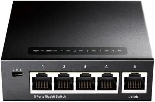 Produktbild: Cudy GS105 Ethernet Switch Gigabit 5 Ports 10/100/1000Mbps Ethernet Hub Plug & Play, Metallgehäuse