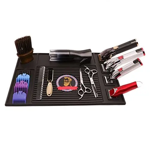 Produktbild: CUEI Friseur-Organizer-Matte, professionelle, Flexible, rutschfeste, magnetische Friseurmatte, Silikon-Friseurstationsmatte für die Arbeitsplatte für Haarschneidemaschinen, Trimmer, Scheren