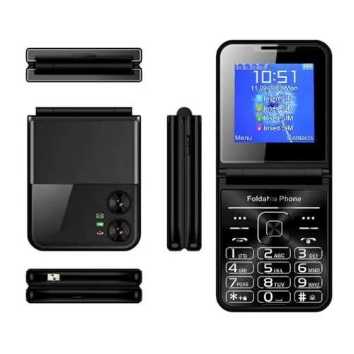 Produktbild: Cuifati Entsperrtes Flip-Senior-Handy mit Dual-Screen, Großen Tasten, 2G-Klapptelefon für ältere Menschen, EIN-Tasten-Schnelldialog, Klarer, Lauter Ton, Integrierte LED-Taschenlampe, 4