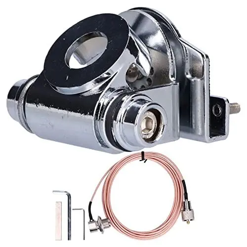 Produktbild: Cuifati Funkantennen-Fixhalterung, K3-66-Edelstahl-Mobilantennenhalterung, Verstellbare Auto-Clip-Halterung, SO239 / UHF-Buchse, mit 5 M/16 Fuß RG-316-Verlängerungskabel