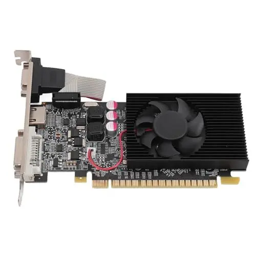 Produktbild: Cuifati GT610 DDR3-Grafikkarte, 2 GB 64BIT 2560 X 1600 PCI E-Grafikkarte, Computer-Gaming-Grafikkarte mit Lüftern, HDMI-DVI-VGA-Anschluss, PC-Grafikkarte für Win10 11 7 8