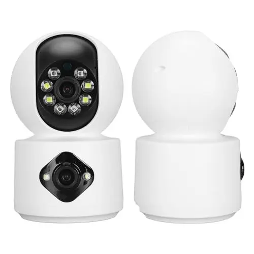 Produktbild: Cuifati Intelligente Überwachungskameras, 2 MP Dual-Kamera, Omnidirektionale Innenüberwachungskamera für die Überwachung von Babys, älteren Haustieren zu Hause, Unterstützt (EU-Stecker)