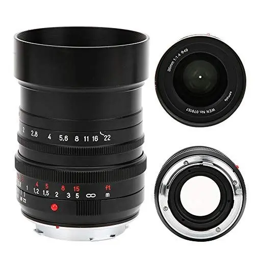 Produktbild: Kameraobjektiv, 35 mm F1.4 Humanistisches Weitwinkel-Prime-Objektiv mit Vollformat für Leica M-Mount-Kameras mit integrierter kreisförmiger versenkbarer Haube