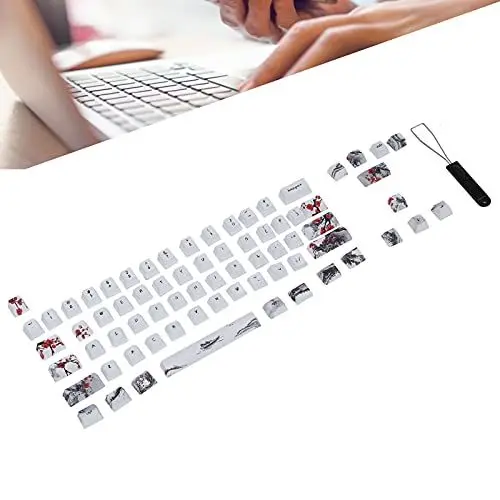Produktbild: Cuifati Tastenkappen, Pflaumenblüten-Thema im chinesischen Stil, Angenommen EIN ultradickes Wanddesign, kompatibel mit 60% mechanischen MX-Tastaturen DIY Mechanical Keyboard