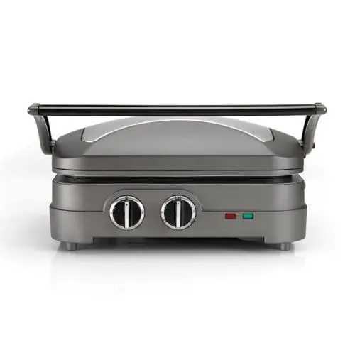 Produktbild: Cuisinart Griddler Elite | Sandwichtoaster, Paninipresse, Kontaktgrill, elektrische Grillplatte | Abnehmbare Antihaftplatten | Spülmaschinenfest | Gesundes Grillen, weniger Öl | Grau