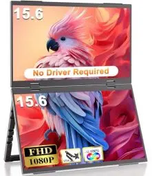 Produktbild: CUIUIC Dual Portable Monitor 15.6 Zoll - Tragbarer Monitor für Laptop Screen Extender 1080P, Faltbarer Triple Monitor mit Stand & VESA, Mobiler Bildschirm für Laptop, PC, Xbox, PS5, Handy
