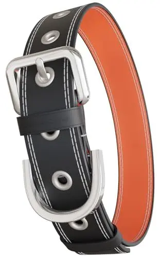 Produktbild: Culacos Hundehalsband Leder - Klassisches Handgefertigtes - Verstellbar Hunde Zubehör für Kleine mittelgroße Hunde, (35-48cm)