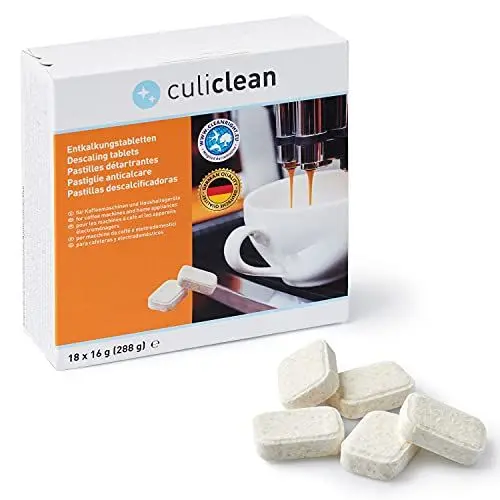 Produktbild: culiclean 18 Entkalkungstabletten Entkalkertabs Entkalker für Kaffeevollautomaten kompatibel mit Jura, Siemens, Nespresso, Tassimo, Miele, Bosch, Dolce Gusto, Sage Kaffeevollautomat