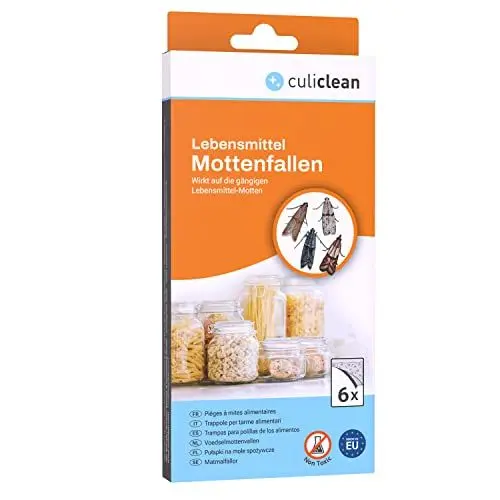 Produktbild: culiclean 6X Mottenfalle Lebensmittel, Lebensmittelmotten anzeigen, Lebensmittelmottenfalle, Küchenmottenfalle Klebefallen statt Schlupfwespen, Motten Küche Küchenmotten Mottenmittel