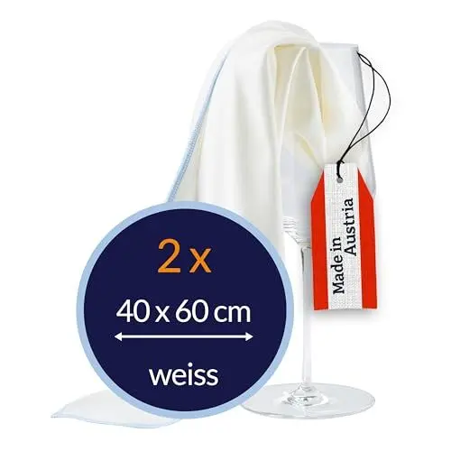 Produktbild: culiclean Poliertuch Gläser Gläserpoliertuch Gastronomie Glaspoliertuch Glastuch Mikrofaser Poliertücher Gläser Fenstertuch Fensterputztuch Gläsertuch 2 STK 40x60cm weiß Spiegeltuch streifenfrei