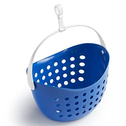 Produktbild: culiclean Wäscheklammernkorb stabil zum Aufhängen Korb leer 1 Stück Classic Blue/Henkel weiß für Wäscheklammern Wäsche Kluppen Aufbewahrung statt Wäscheklammer Beutel Sack Klammerbeutel