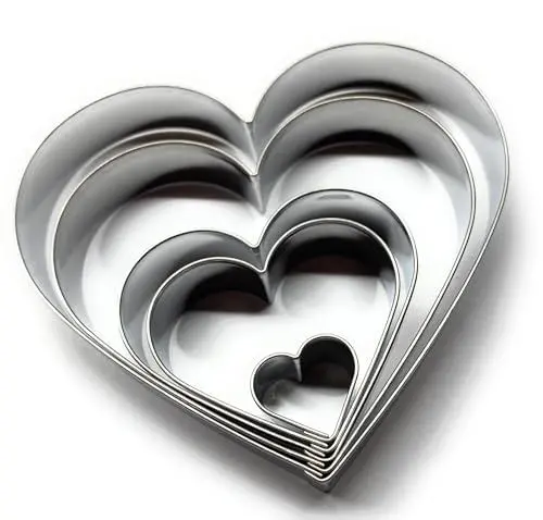 Produktbild: CULIMI Ausstechformen Herz - Herzen Liebe 5 Stück Set Keks Linzen Plätzchen Ausstecher Edelstahl geformter - Cookie Cutter leicht zu waschen