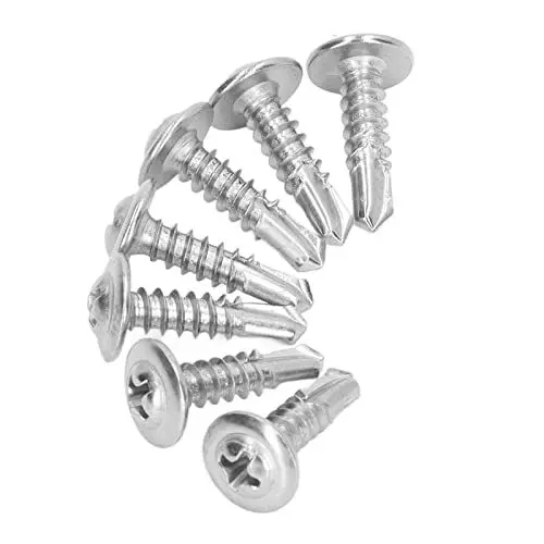 Produktbild: Culnflun Selbstschneidende Schraube, 410 Edelstahl, hoher Korrosionswiderstand, schnelle runde Unterlegscheibenkopfschrauben, für die Maschinenindustrie (4.8 * 19mm 100 pieces)