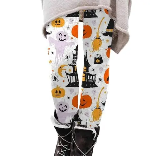 Produktbild: Culotte Schwarz Damen Damen-Halloween-Yoga-Leggings, Dicke, hoch taillierte Yoga-Hose, Bauchkontrolle, Übung, Laufhose, Festliche Atmosphäre Damenhose Elegant (Dark Gray, M)
