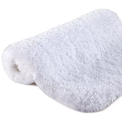 Produktbild: Cumay Badteppich rutschfeste Badematte für Badezimmer, wasserabsorbierend, weiche Mikrofaser, maschinenwaschbar, Badteppich für Duschvorleger, Bequeme Badezimmermatte, weiß, 40x60cm