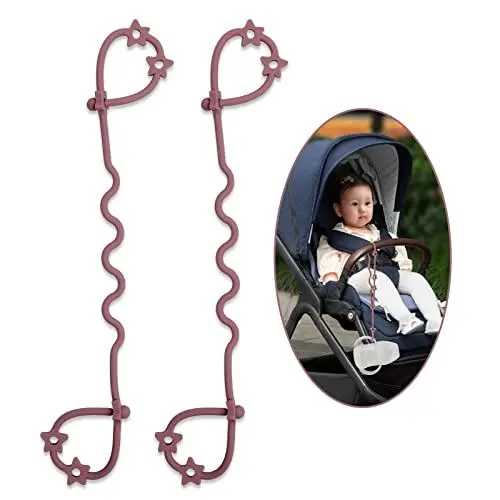 Produktbild: Cup Catcher, Spielzeug Sicherheitsgurte Trinkbecher Halteriemen für Kinderwagen Hochstuhl Autositz, aus Lebensmittelqualität Silikon, 100% BPA-frei, 2er-Pack (Power Rose x 2)