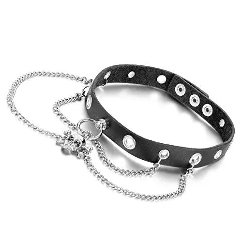 Produktbild: Cupimatch Jewellery Fashion Frauen Herren Cool Punk Gothic Totenkopf Charm Leder Halsband Choker Halskette