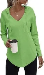 Produktbild: Cuptacc Damen Hoodie Entspannt Sweatshirt Mit Kapuze Oberteile Langarm Pullover Strickpullover Tops Oversized Shirt Apfelgrün L