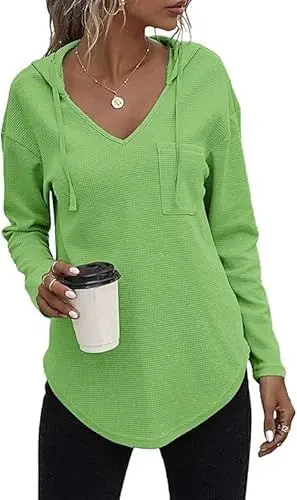 Produktbild: Cuptacc Damen Hoodie Entspannt Sweatshirt Mit Kapuze Oberteile Langarm Pullover Strickpullover Tops Oversized Shirt Apfelgrün L