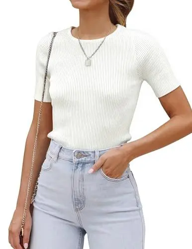 Produktbild: Cuptacc T-Shirt Damen Crew Neck Basic Tank Top Beiläufig Baumwolle Weißes Shirts Groß L 42-44