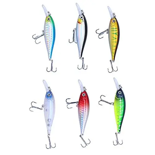 Produktbild: Cuque Angelköder, Angelköder Hard Bait Crankbaits Wobbler Hard Bait 6PCS mit Drilling zum Angeln im Freien
