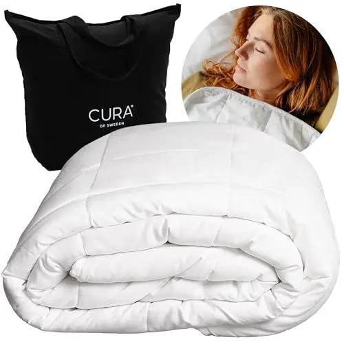 Produktbild: CURA Pearl Classic Gewichtsdecke 135x200 9kg - Anti Stress Therapiedecke - Schwere Decke für tiefen Schlaf und bessere Erholung - Schwere Bettdecke aus 100% Baumwolle - Heavy Weighted Blanket