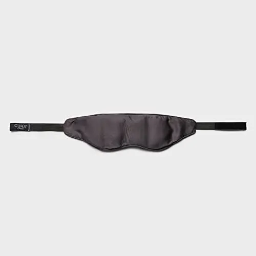 Produktbild: CURA Schlafmaske – Weiche, Atmungsaktive Augenmaske aus Bambusmaterial mit Füllung aus Glaskugeln – Verstellbare Verdunkelnde Schlafbrille - Gegen Stress und Kopfschmerzen – Für Guten Schlaf