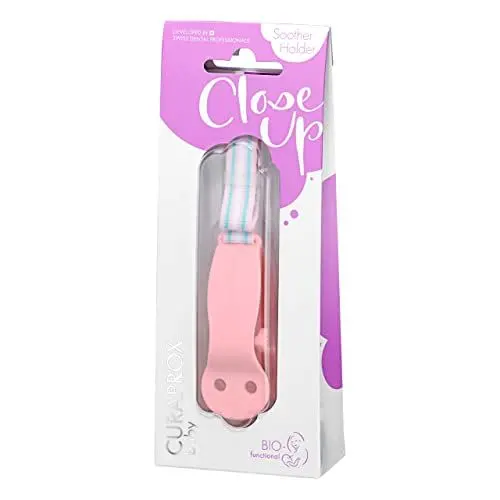 Produktbild: CURAPROX Baby Schnullerkette mit Clip, Schnullerband Stoff, Schnullerhalter, Pacifier holder with clip, BPA-frei, rosa, 1 Stück, 10 g