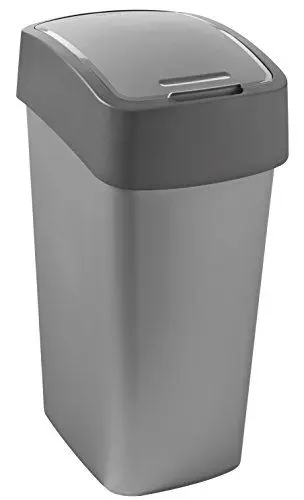 Produktbild: CURVER Abfalleimer „FLIP BIN“ 50L Pacific Flip Bin 50L Abfalleimer, Plastik, Silber/Graphit, 29.4x37.6x65.3