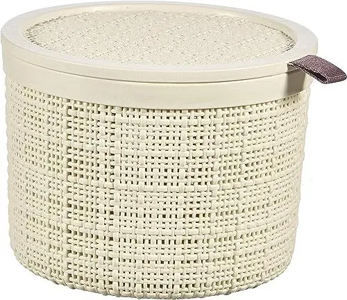 Produktbild: CURVER Runde Jute, 2 l, mit Deckel, Beige, 100% recycelt, Kunststoff