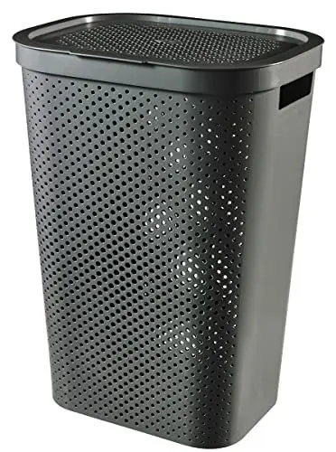 Produktbild: Curver Wäschebehälter Wäschekorb Wäschesammler Infinity 59L Dunkelgrau Korb