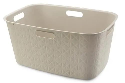 Produktbild: CURVER Wäschetruhe Softex 45 l – Elegantes Design – leicht und praktisch – 70% recycelt – 59 x 39 x 27 cm – Offwhite