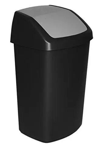 Produktbild: Curver Abfalleimer Swing-Top 50l in schwarz/grau, Plastik, 35 x 25 x 10 cm