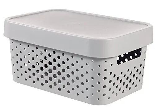 Produktbild: Curver Aufbewahrungsbox Infinity Punkte mit Deckel 4,5L in hellgrau, Plastik, 26.8x18.6x12.4 cm